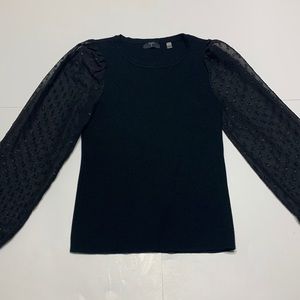 Black Tahari Balloon Sleeve Top